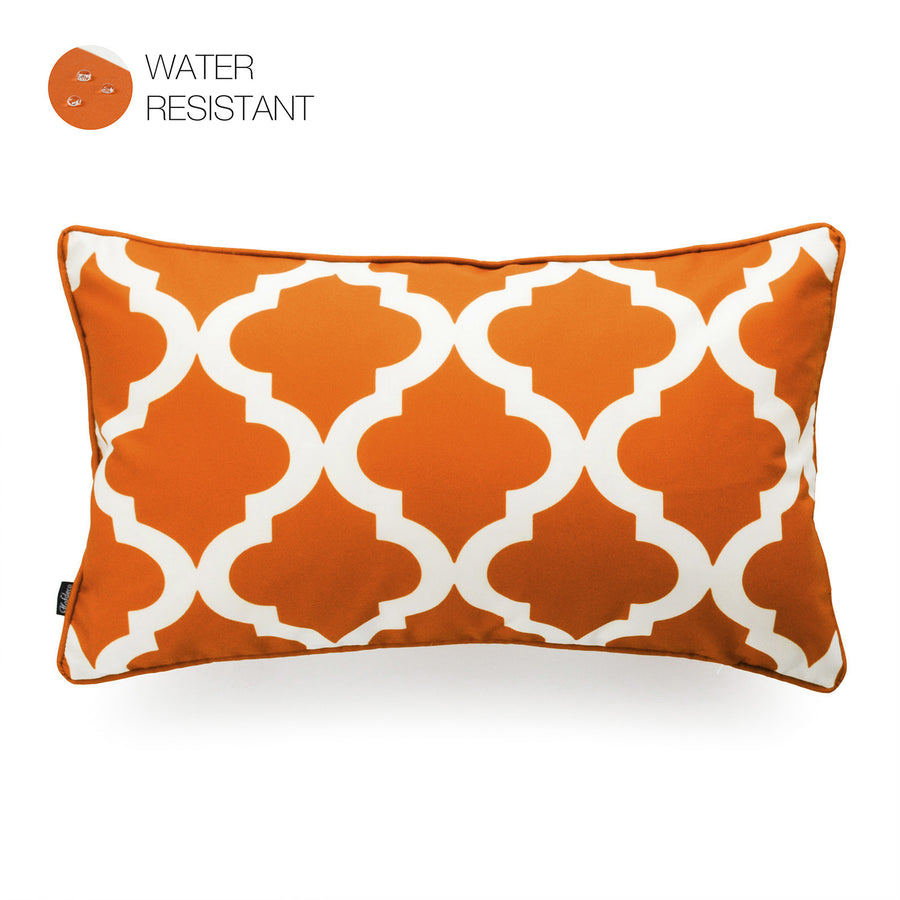 Hofdeco Orange Outdoor Lumbar Pillow Cover, Moroccan, 12