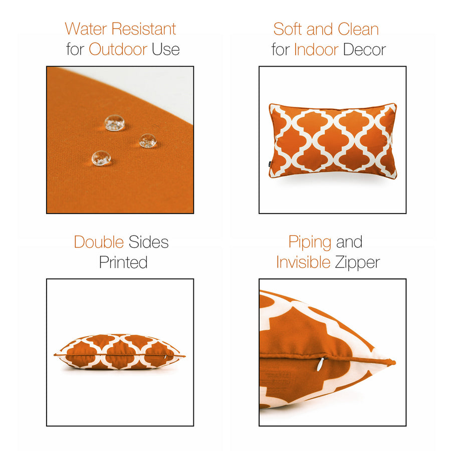 Orange Outdoor Lumbar Pillow Cover, Moroccan, 12