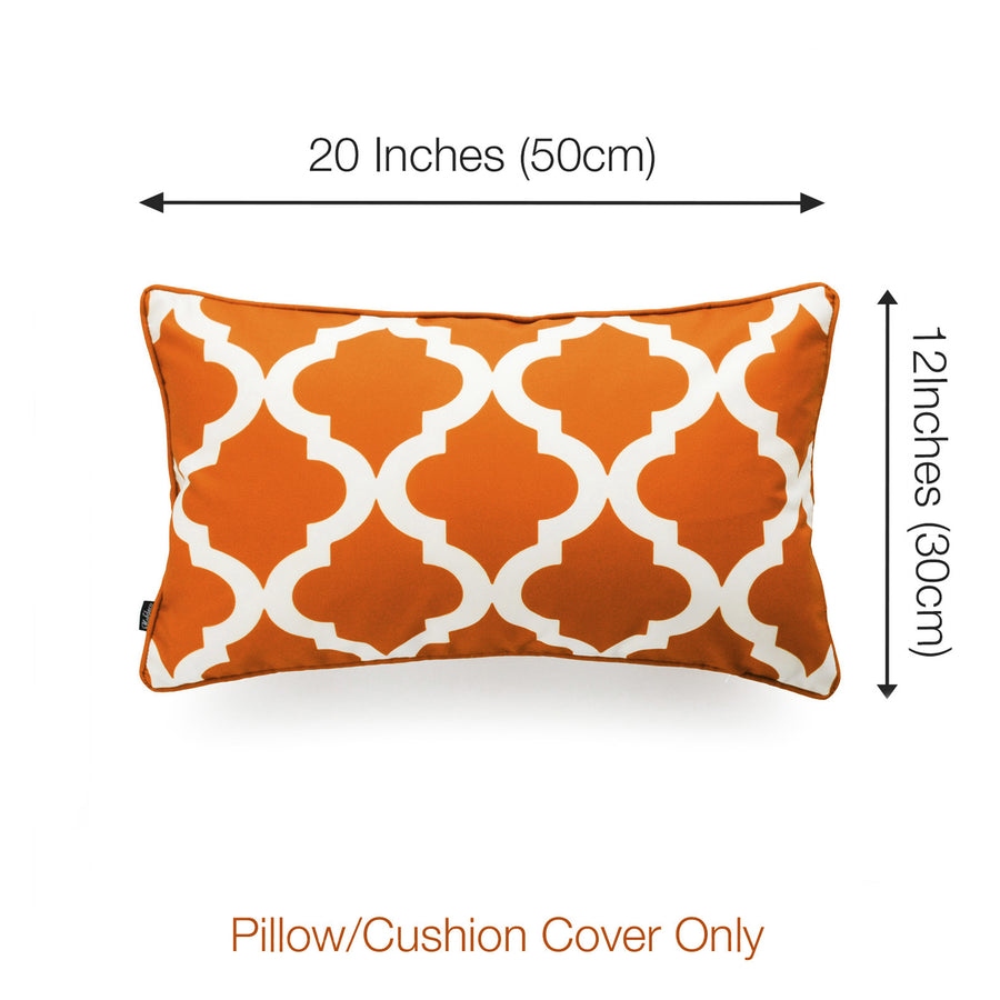 Orange Outdoor Lumbar Pillow Cover, Moroccan, 12