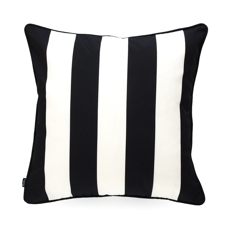 Black and White Outdoor Pillow Cover, Stripes, 18