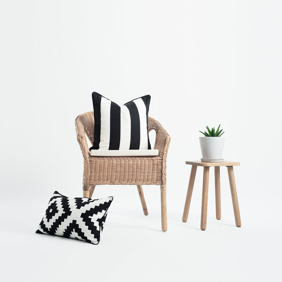 Black and White Outdoor Pillow Cover, Stripes, 18