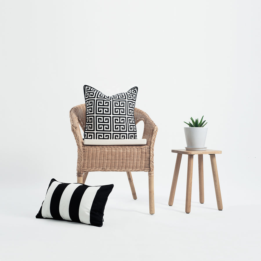 Black and White Outdoor Pillow Cover, Greek Key, 18