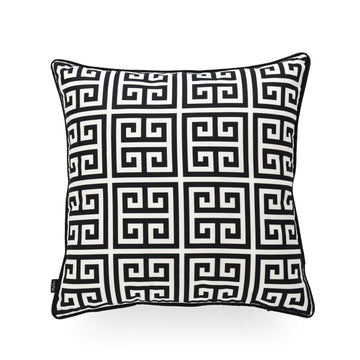 Black and White Outdoor Pillow Cover, Greek Key, 18