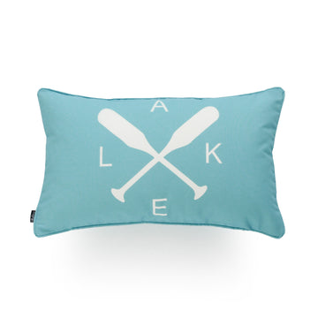 Lake House Outdoor Lumbar Pillow Cover, Paddle, Aqua, 12
