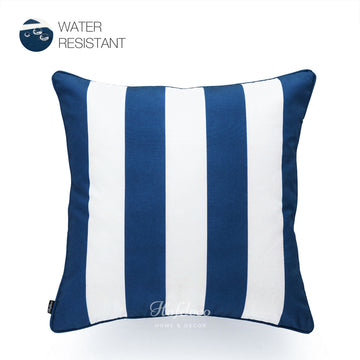 Navy Blue Outdoor Pillow Cover, Stripes, 18