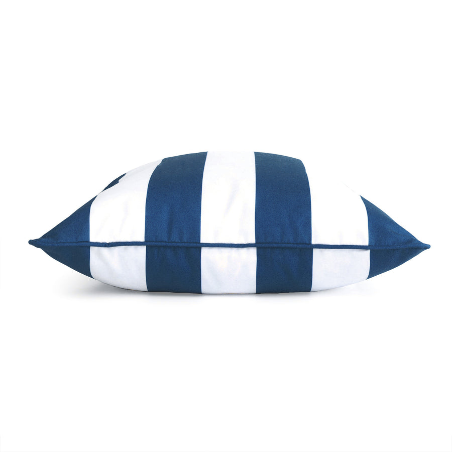 Nautical Outdoor Pillow Cover, Stripes, Navy Blue, 18
