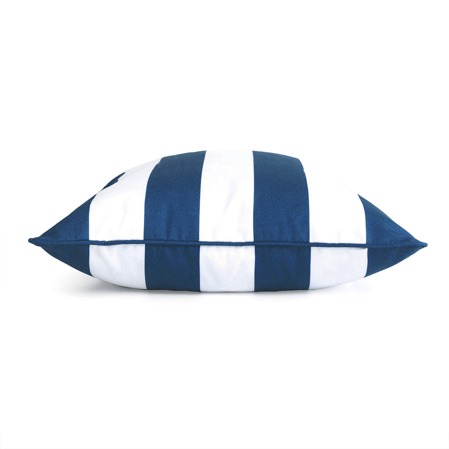 Nautical Outdoor Pillow Cover, Stripes, Navy Blue, 18