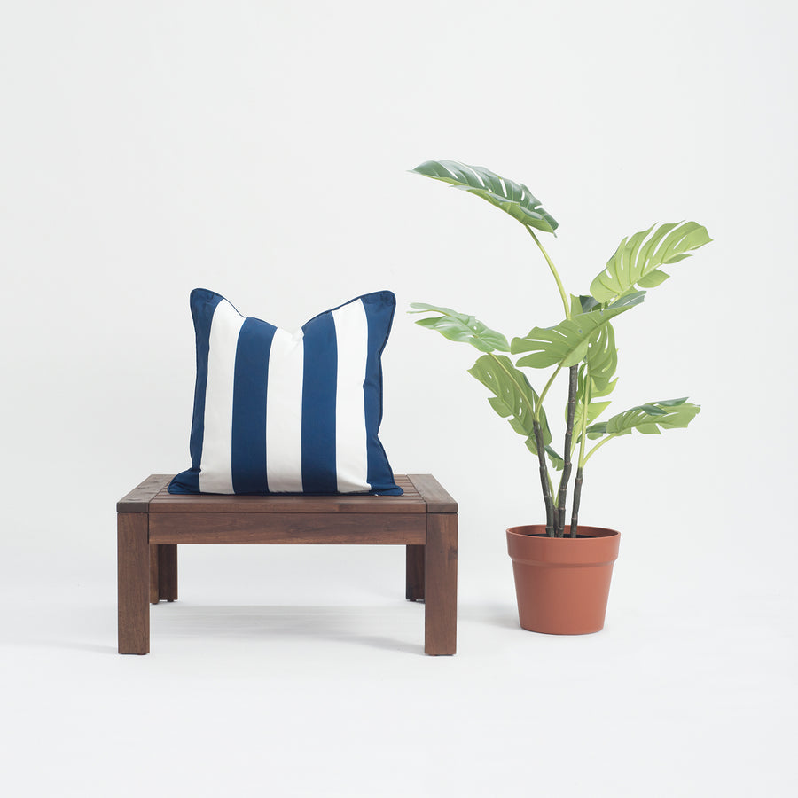 Navy Blue Outdoor Pillow Cover, Stripes, 18