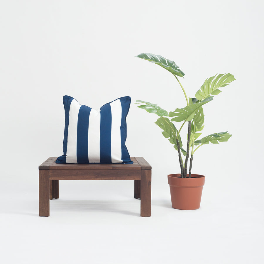 Nautical Outdoor Pillow Cover, Stripes, Navy Blue, 18