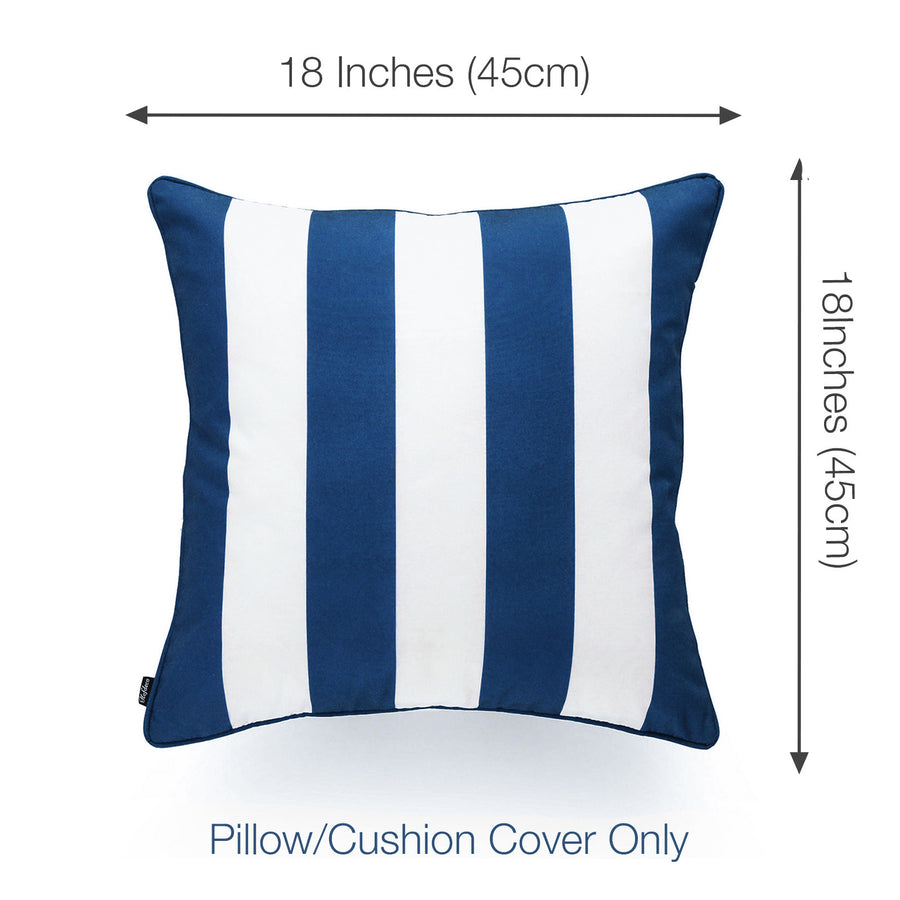 Nautical Outdoor Pillow Cover, Stripes, Navy Blue, 18