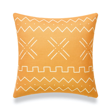 Mustard Mud Cloth Pillow Cover, X Stripes, 18