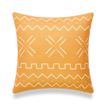 Mustard Mud Cloth Pillow Cover, X Stripes, 18