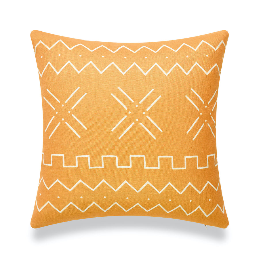 Mustard Mud Cloth Pillow Cover, X Stripes, 18