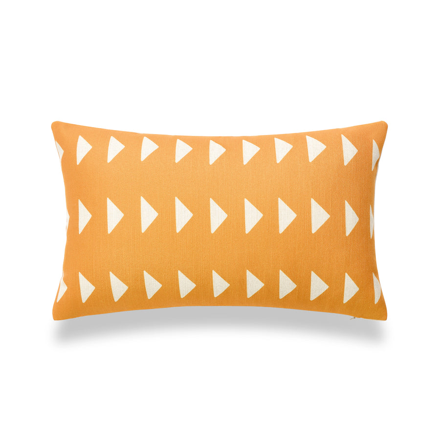 Mustard Mud Cloth Lumbar Pillow Cover, Triangles, 12