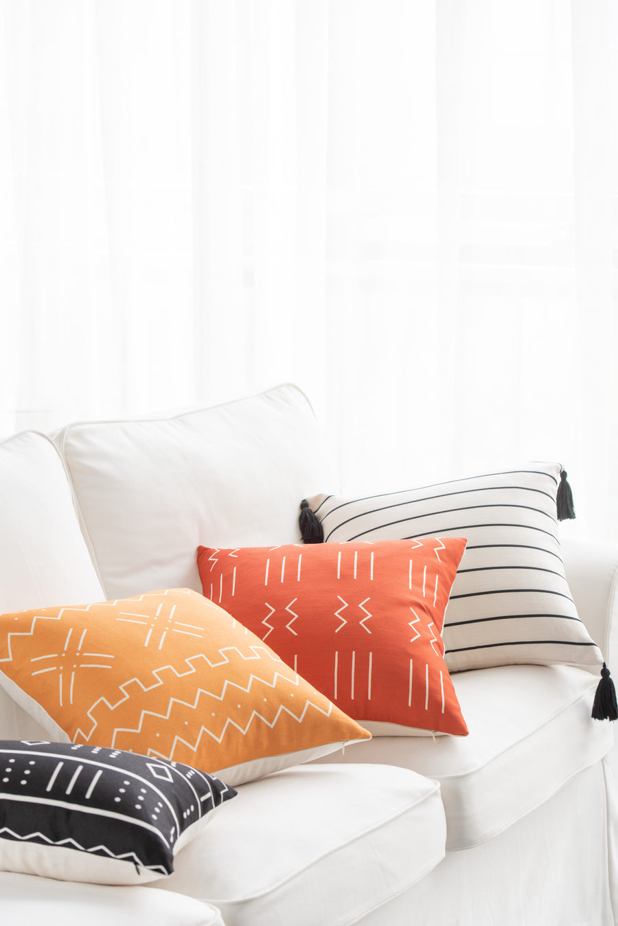 Mustard Mud Cloth Pillow Cover, X Stripes, 18