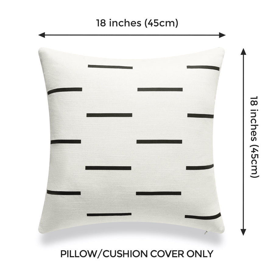 Aztec Print Pillow Cover, Stripes, Black White, 18
