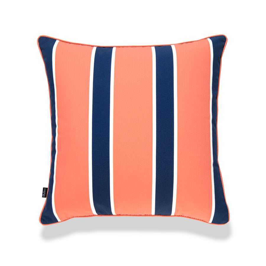 Beach Outdoor Pillow Cover, Stripes, Coral Navy, 18