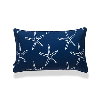 Beach Outdoor Lumbar Pillow Cover, Starfish, Navy Blue, 12