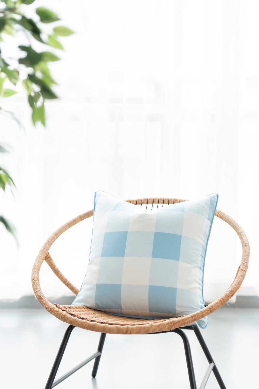 Coastal Indoor Outdoor Pillow Cover, Buffalo Check, Baby Blue, 20