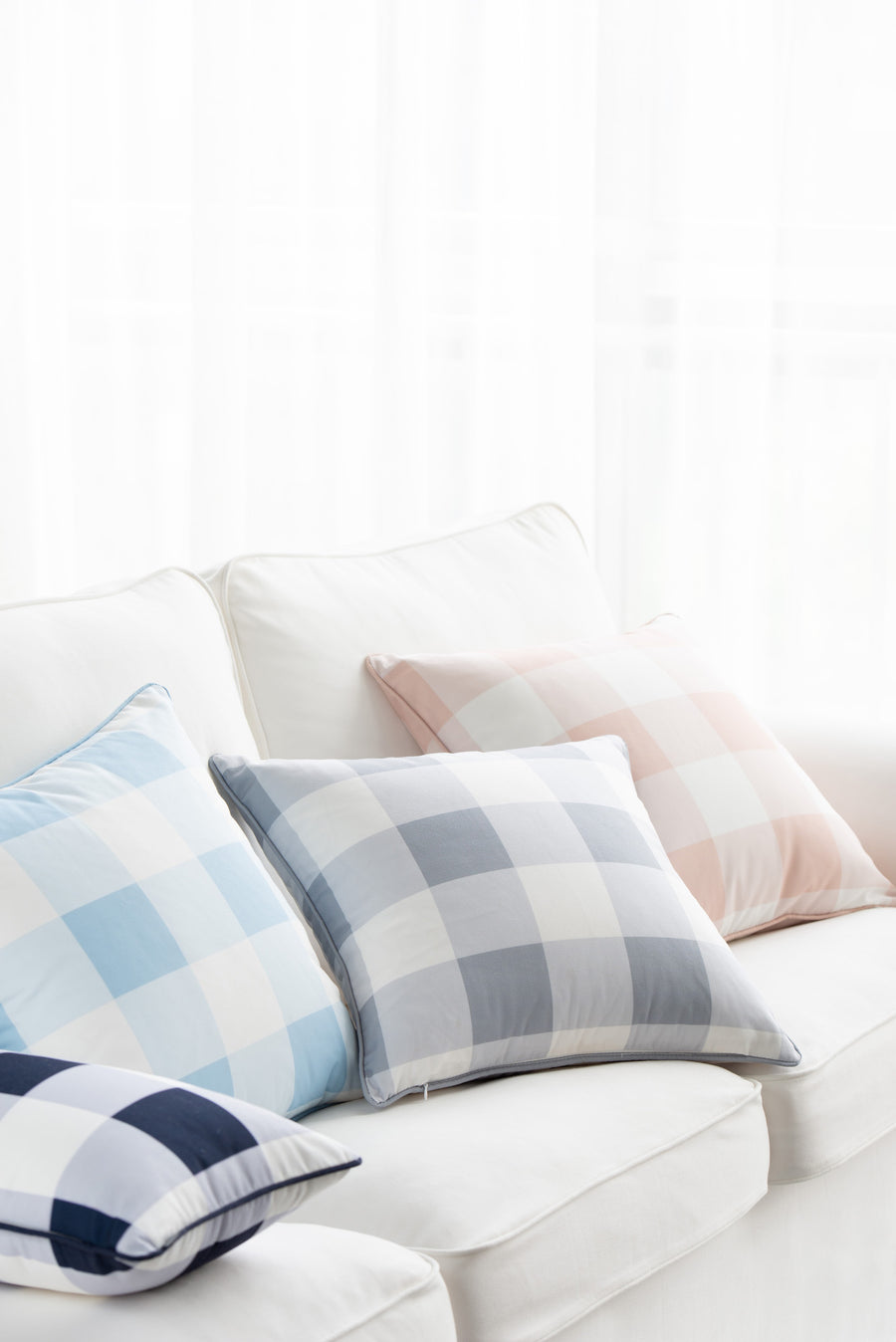 Coastal Indoor Outdoor Pillow Cover, Buffalo Check, Baby Blue, 20