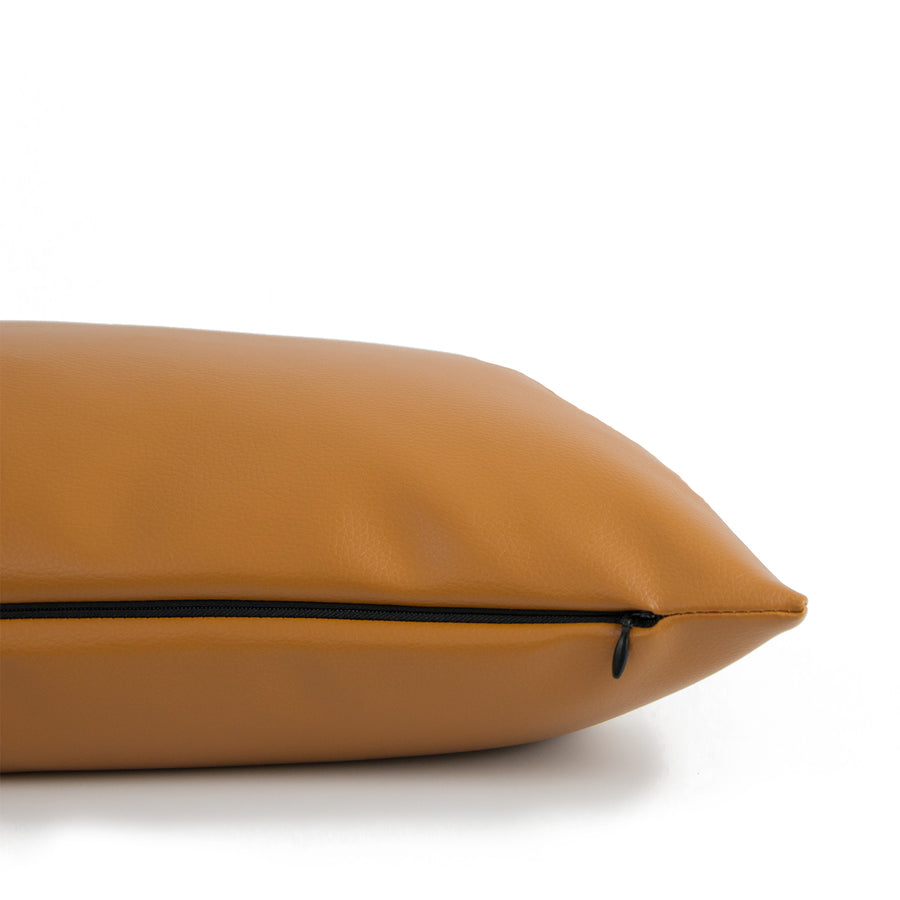 Faux Leather Pillows, Modern Design, Camel White | Hofdeco