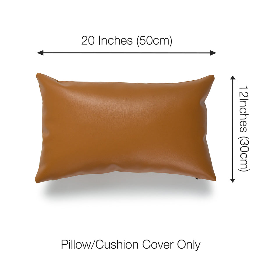 Faux Leather Pillows, Modern Design, Camel White | Hofdeco