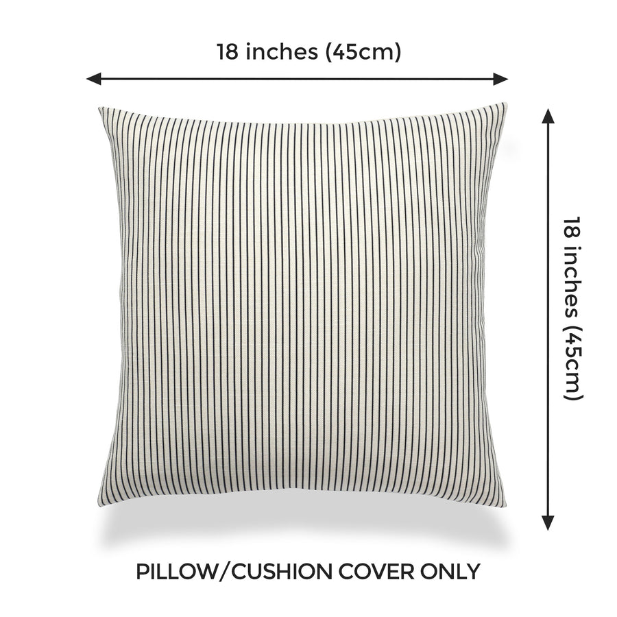 Black Ticking Stripe Throw Pillow Cover 18x18