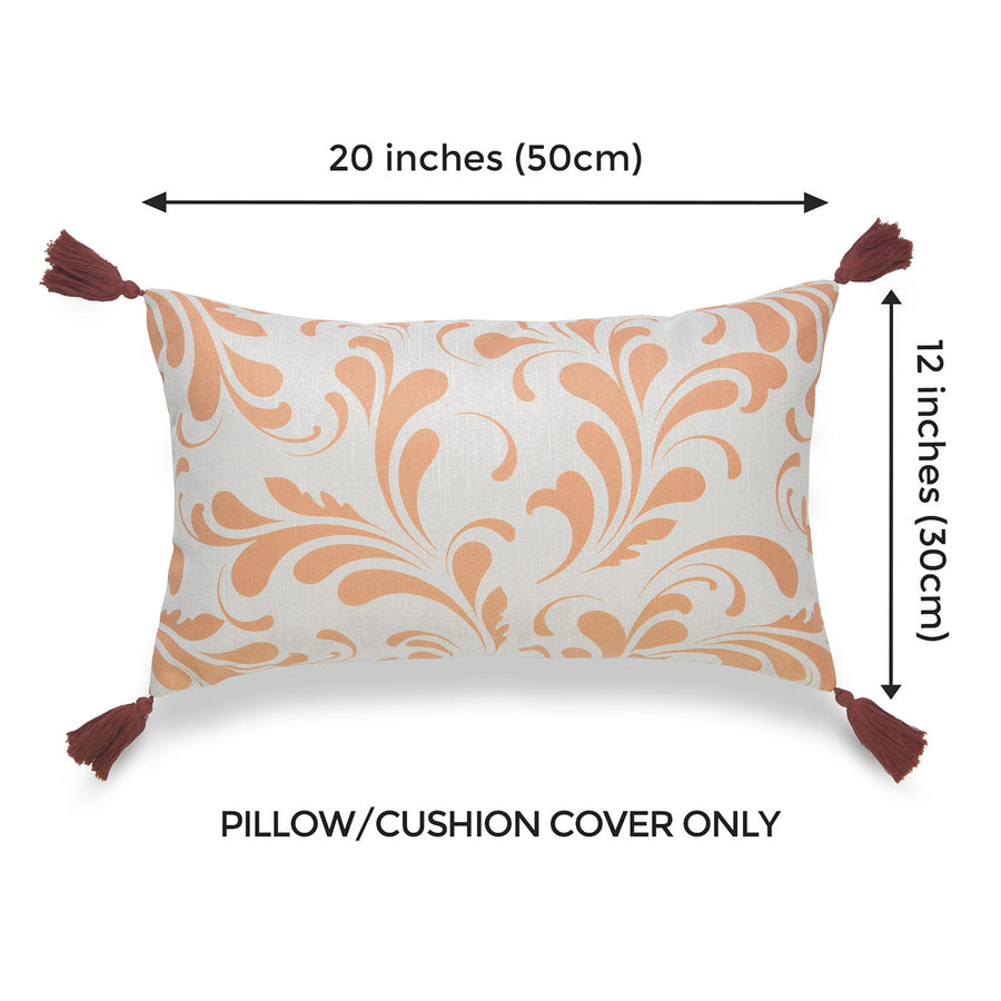 Fall Lumbar Pillow Cover, Essa, Floral Tassels, Orange, 12
