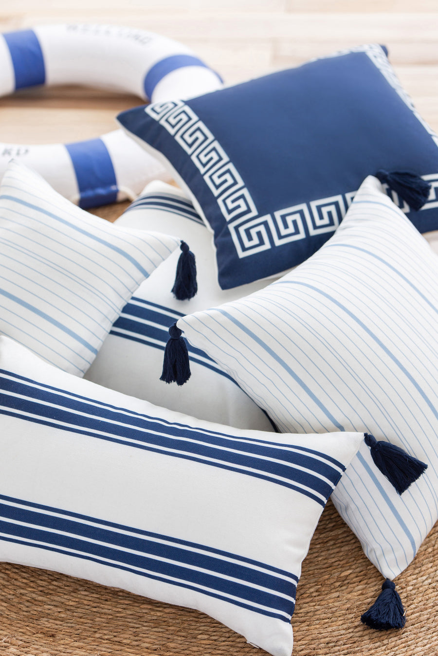 striped lumbar pillow