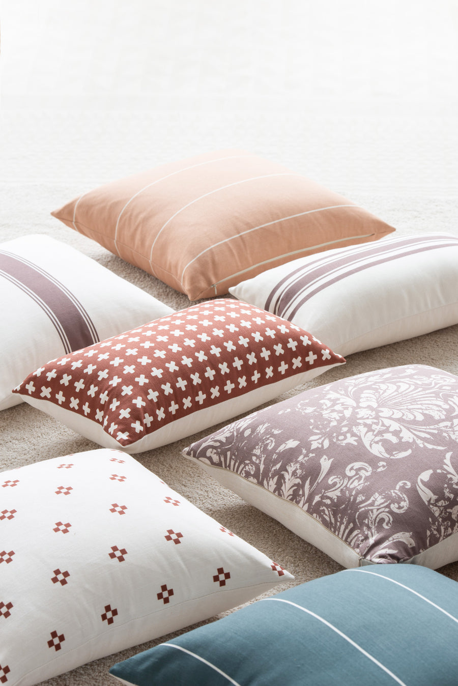 Modern Boho Lumbar Pillow Covers, Brown, Stripe, 12