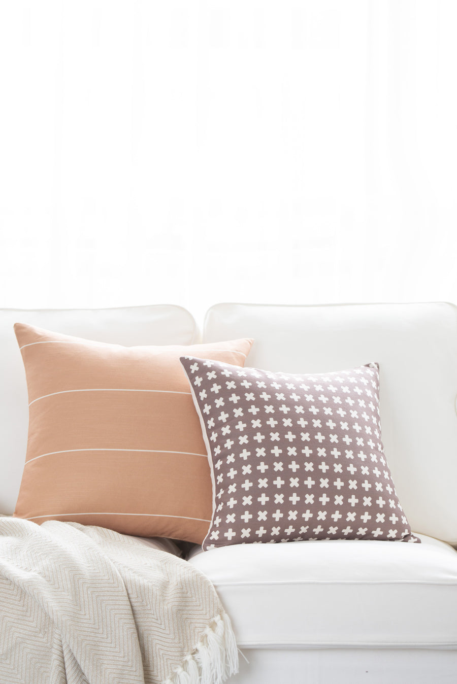 Modern Boho Pillow Cover, Brown, X Dots, 18