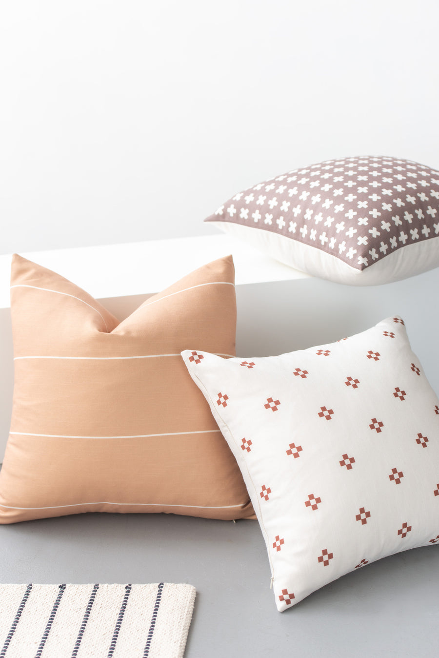 Modern Boho Pillow Cover, Brown, X Dots, 18