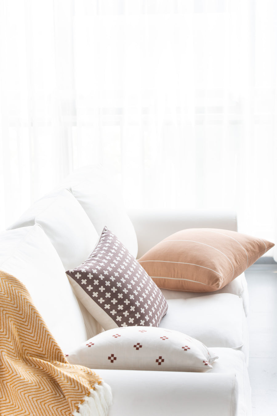 Modern Boho Outdoor Pillow Cover, Sand Striped, 20
