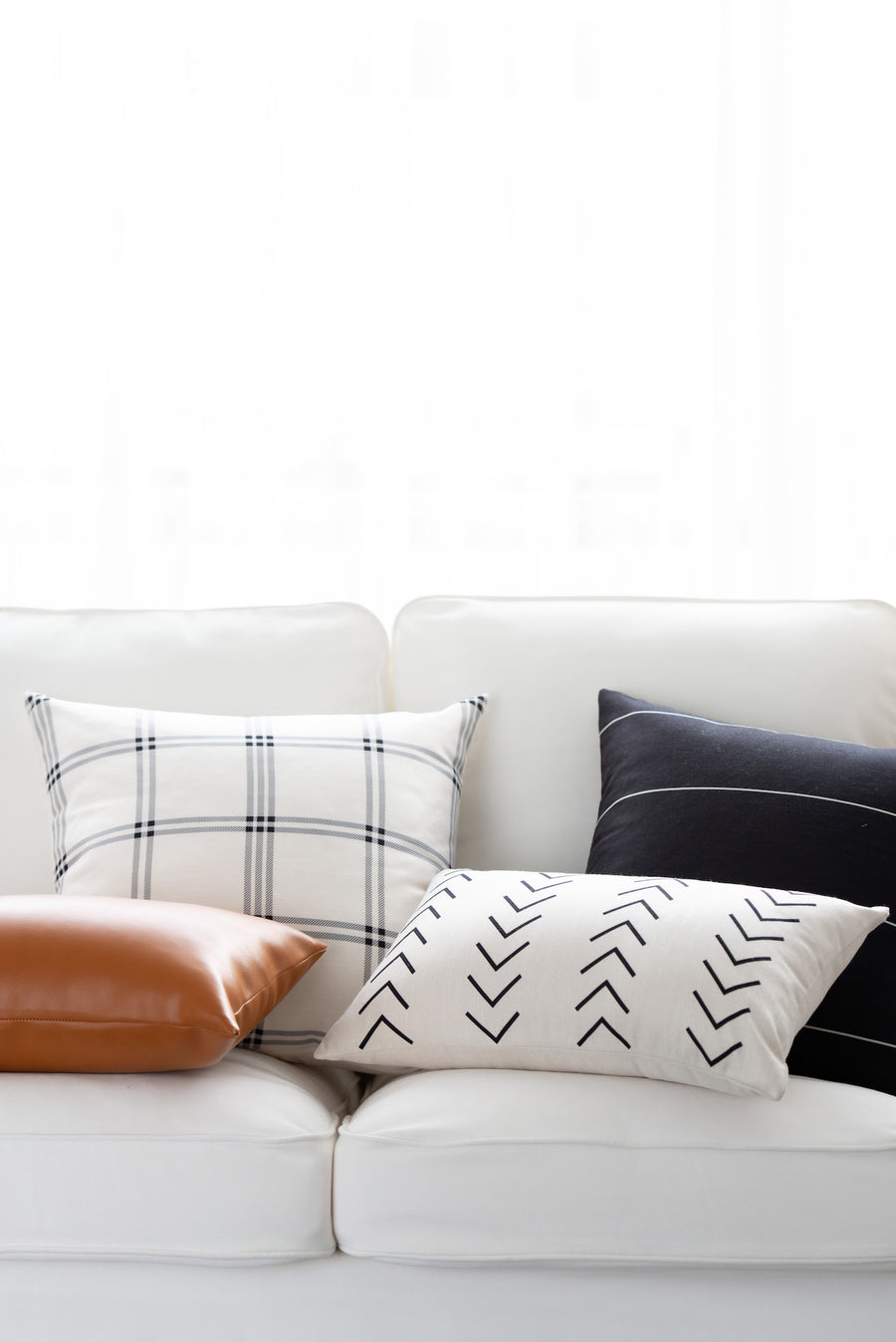 Faux Leather Lumbar Pillow Cover, Modern Design, Camel, 12