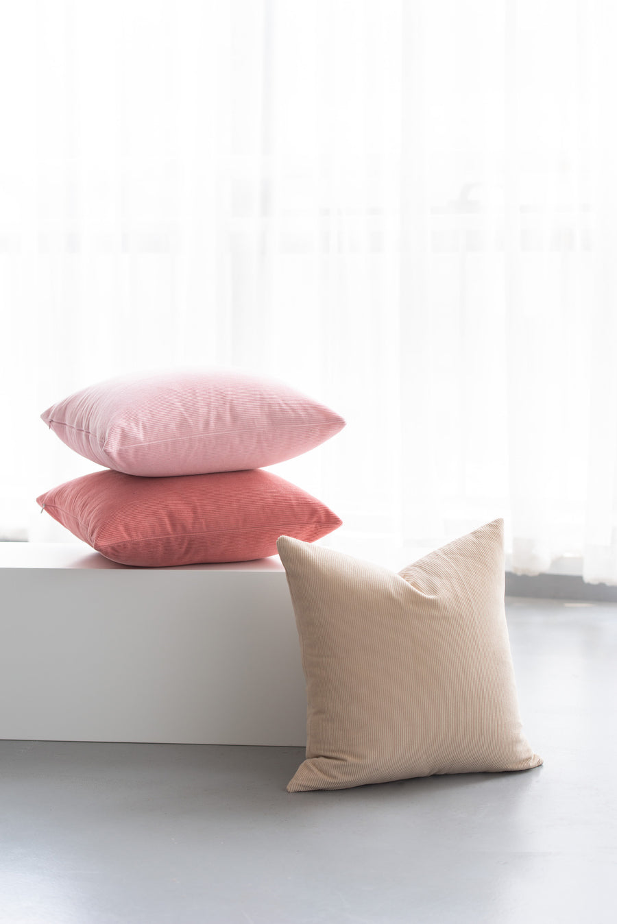 Modern Pillow Cover, Corduroy, Blush Pink, 18