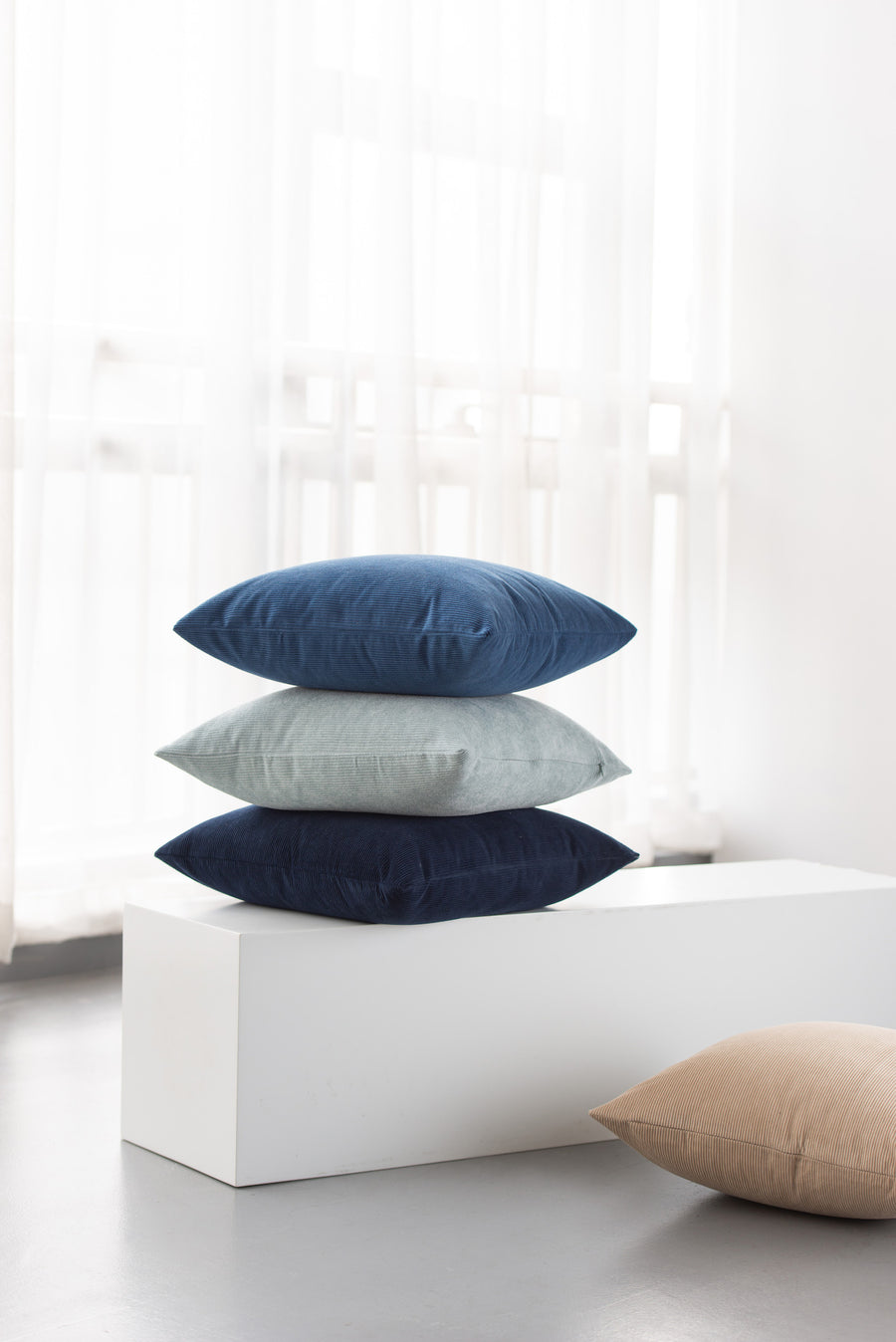 Modern Pillow Cover, Corduroy, Navy Blue, 18