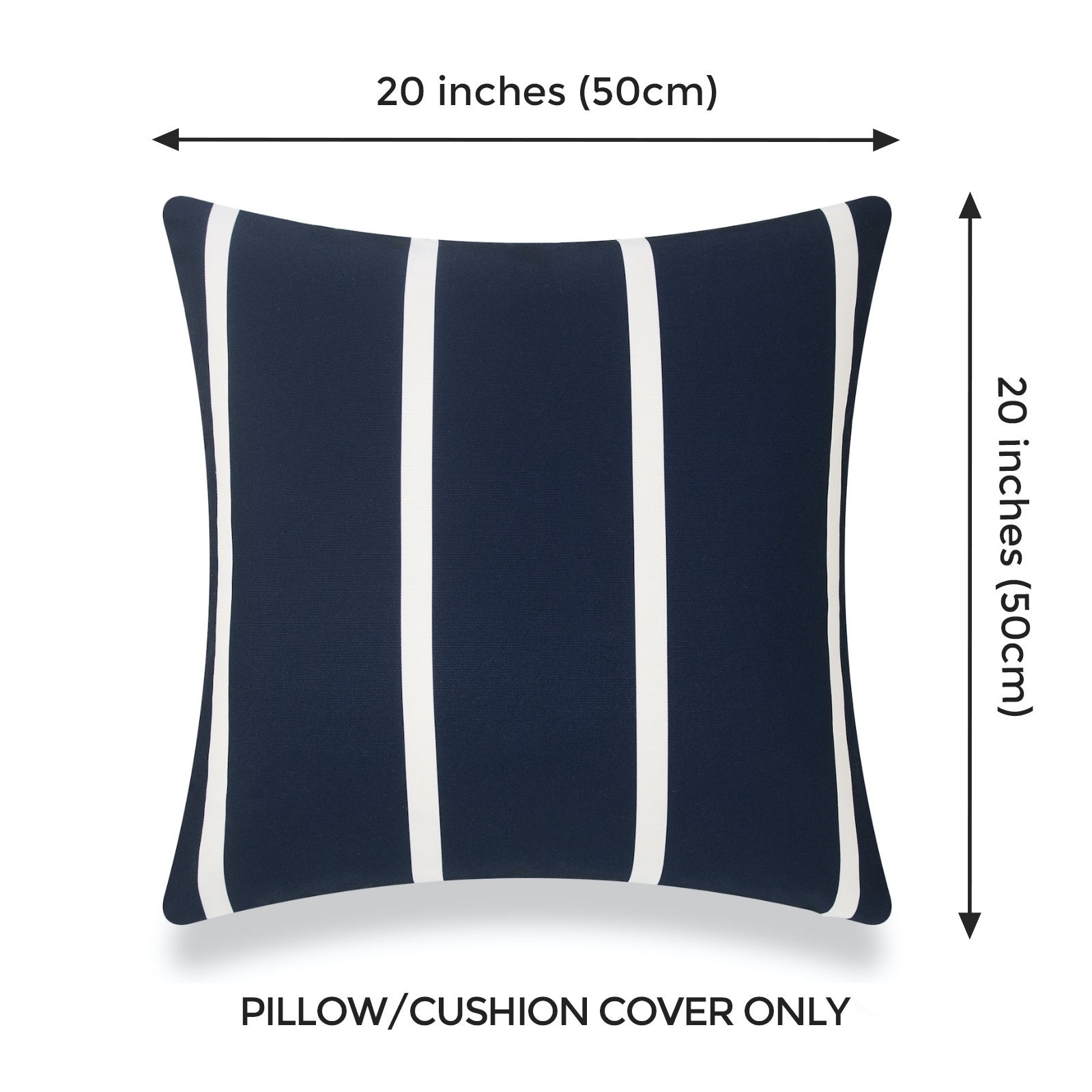 Navy Blue Outdoor Pillows, Wide Stripe, Classic Hofdeco