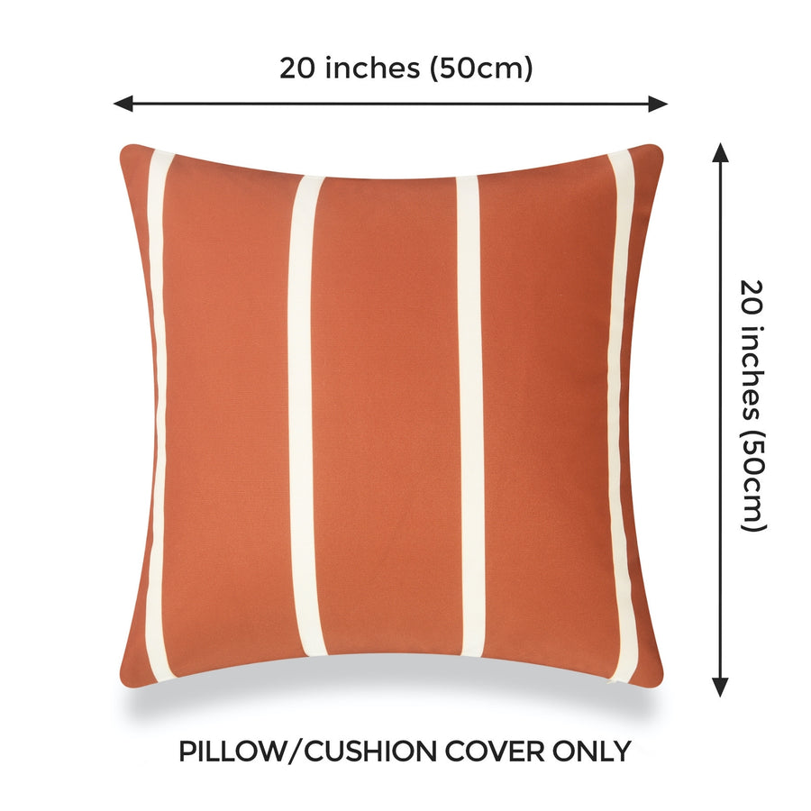 Outdoor Fall Pillows, Wide Stripe, Rust Orange | Hofdeco