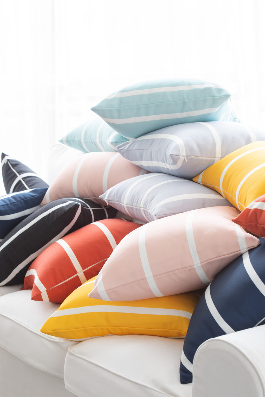 Classic Outdoor Lumbar Pillow Cover, Dark Navy Blue Wide Striped, 12