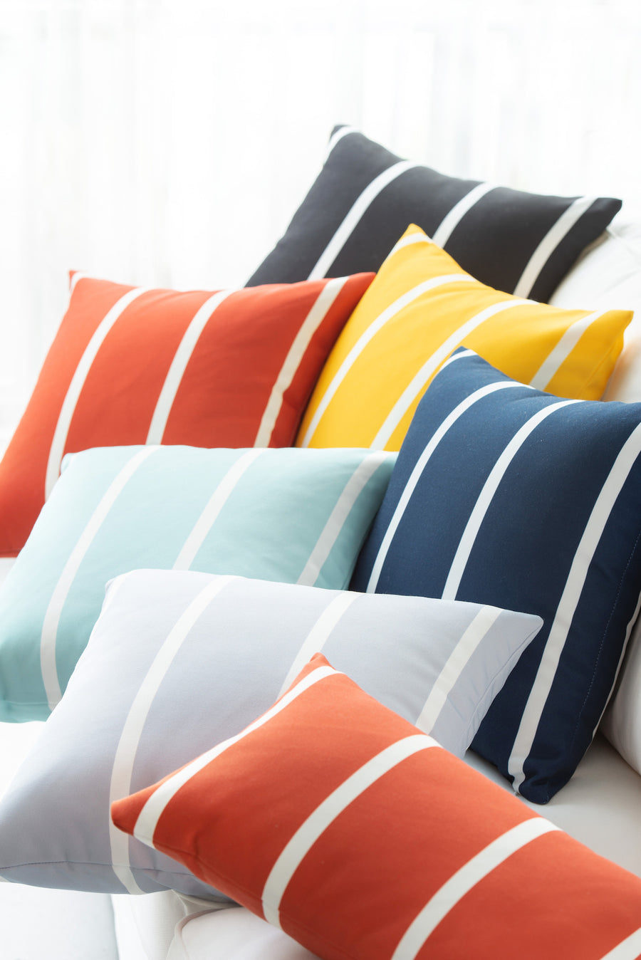 Classic Outdoor Lumbar Pillow Cover, Rust Orange Wide Striped, 12