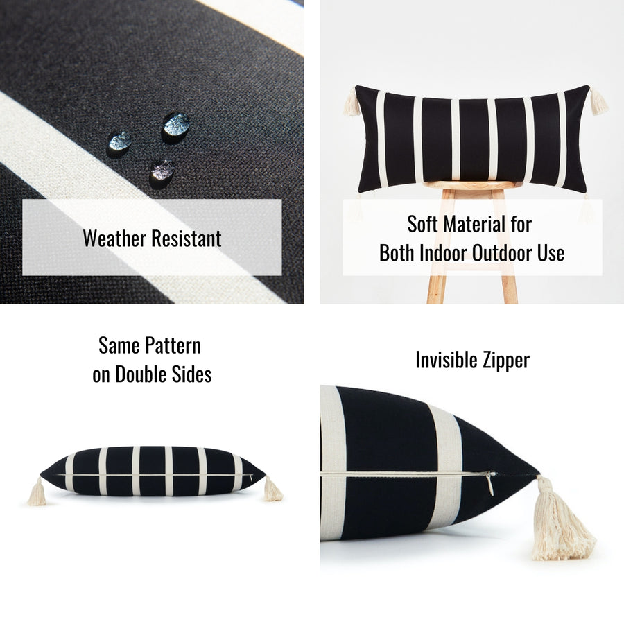 black and white pillows
