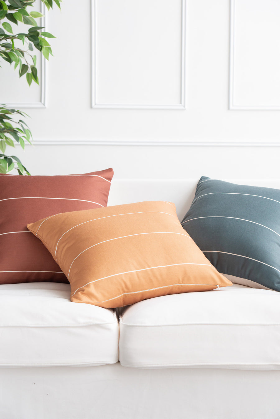 Modern Boho Pillow Cover, Stripes, Moss Green, 20