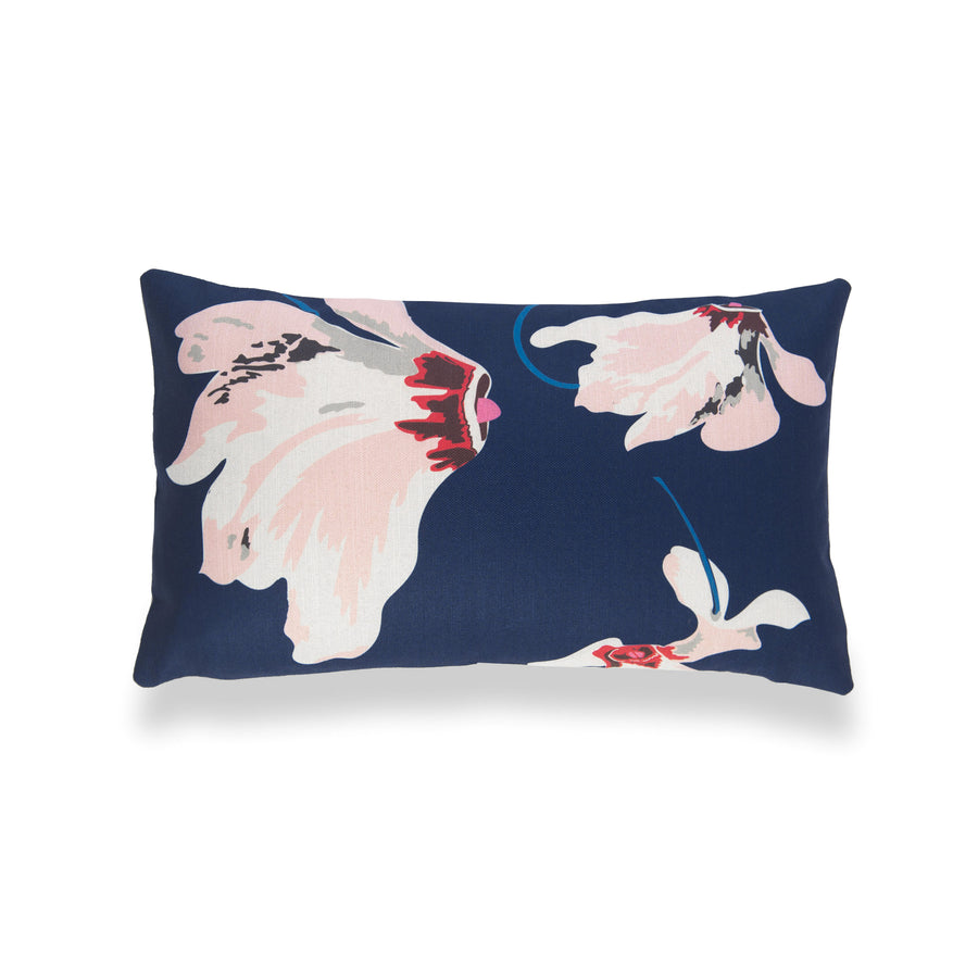 Spring Indoor Outdoor Lumbar Pillow Cover Floral Navy Blue Pink 12