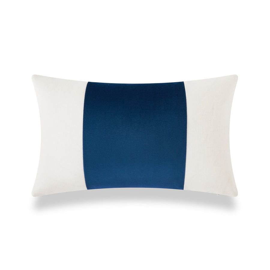 Coastal Indoor Outdoor Blue Lumbar Pillow, Terra, Wide Stripe | Hofdeco