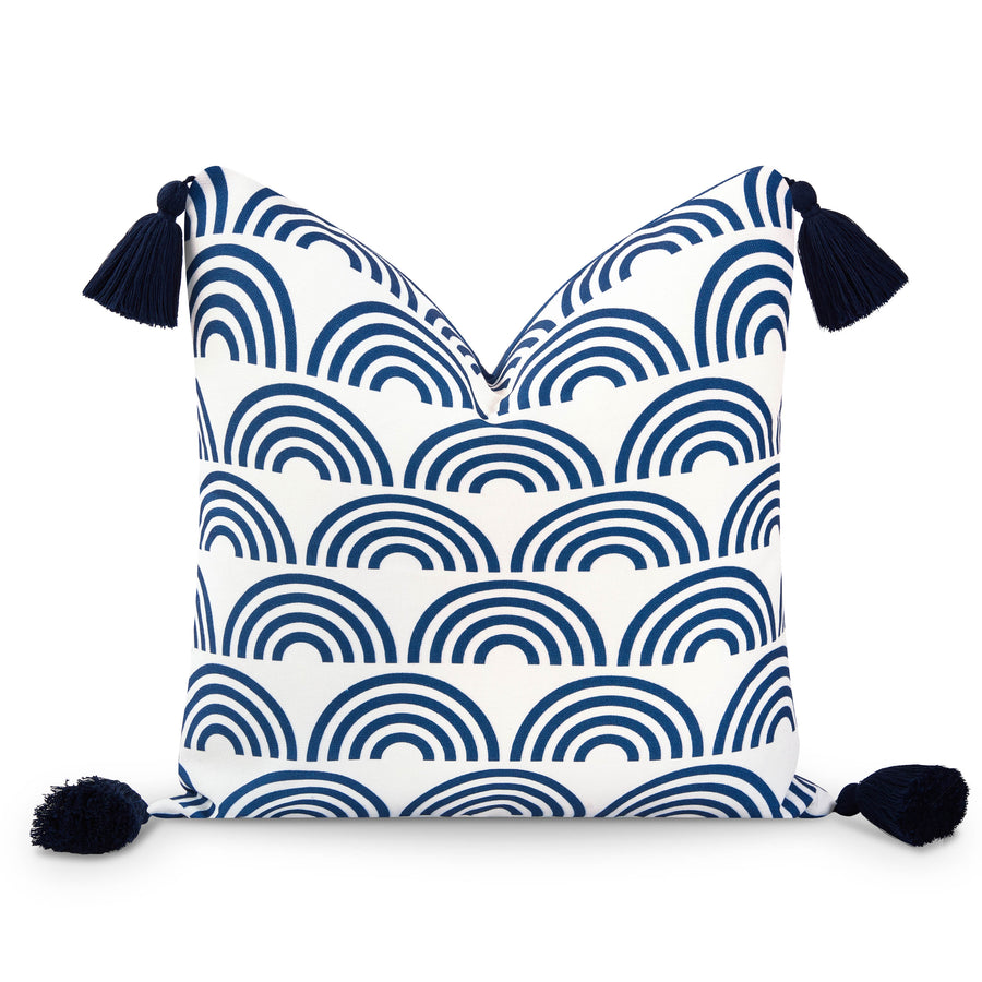 navy and white pillow
