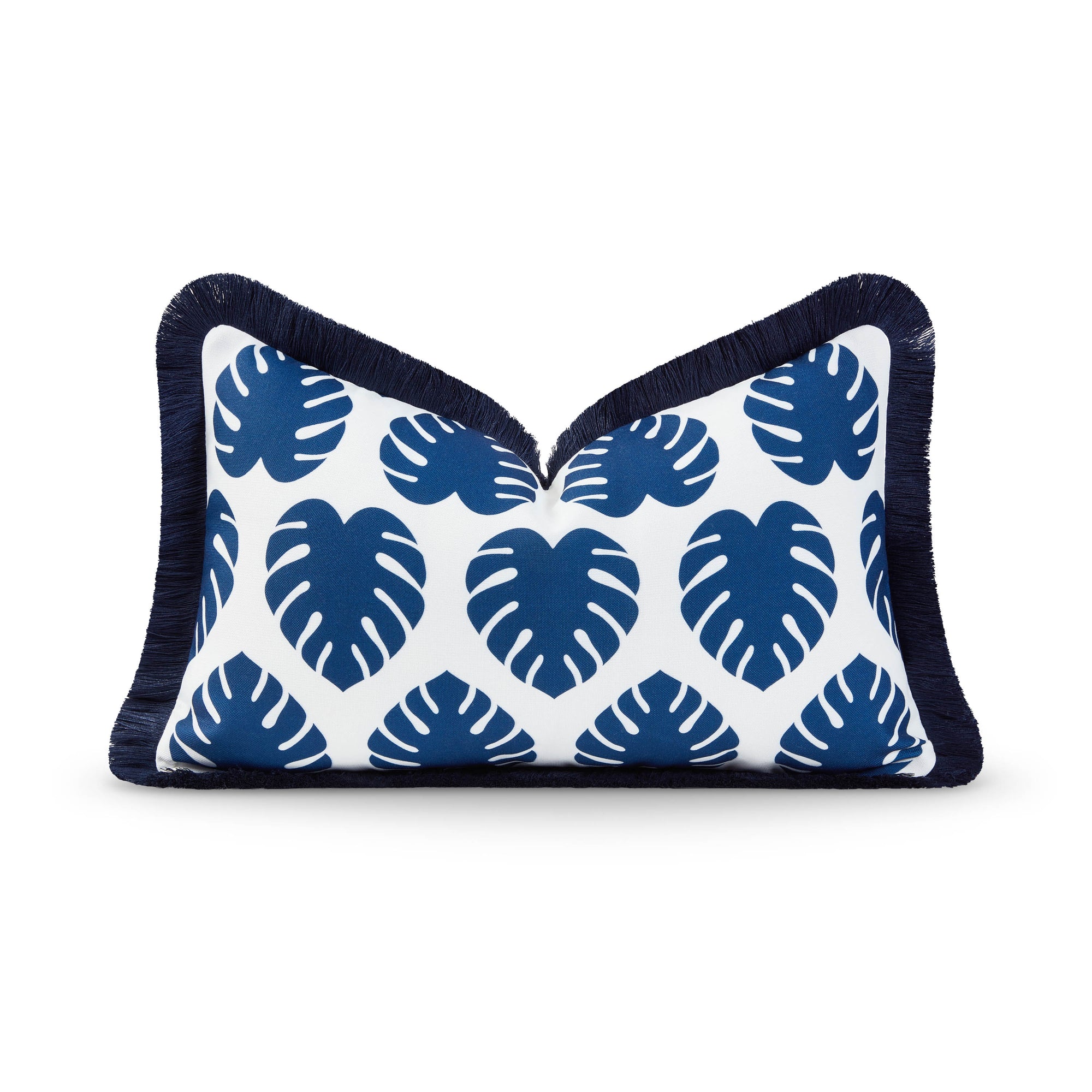 navy fringe pillow
