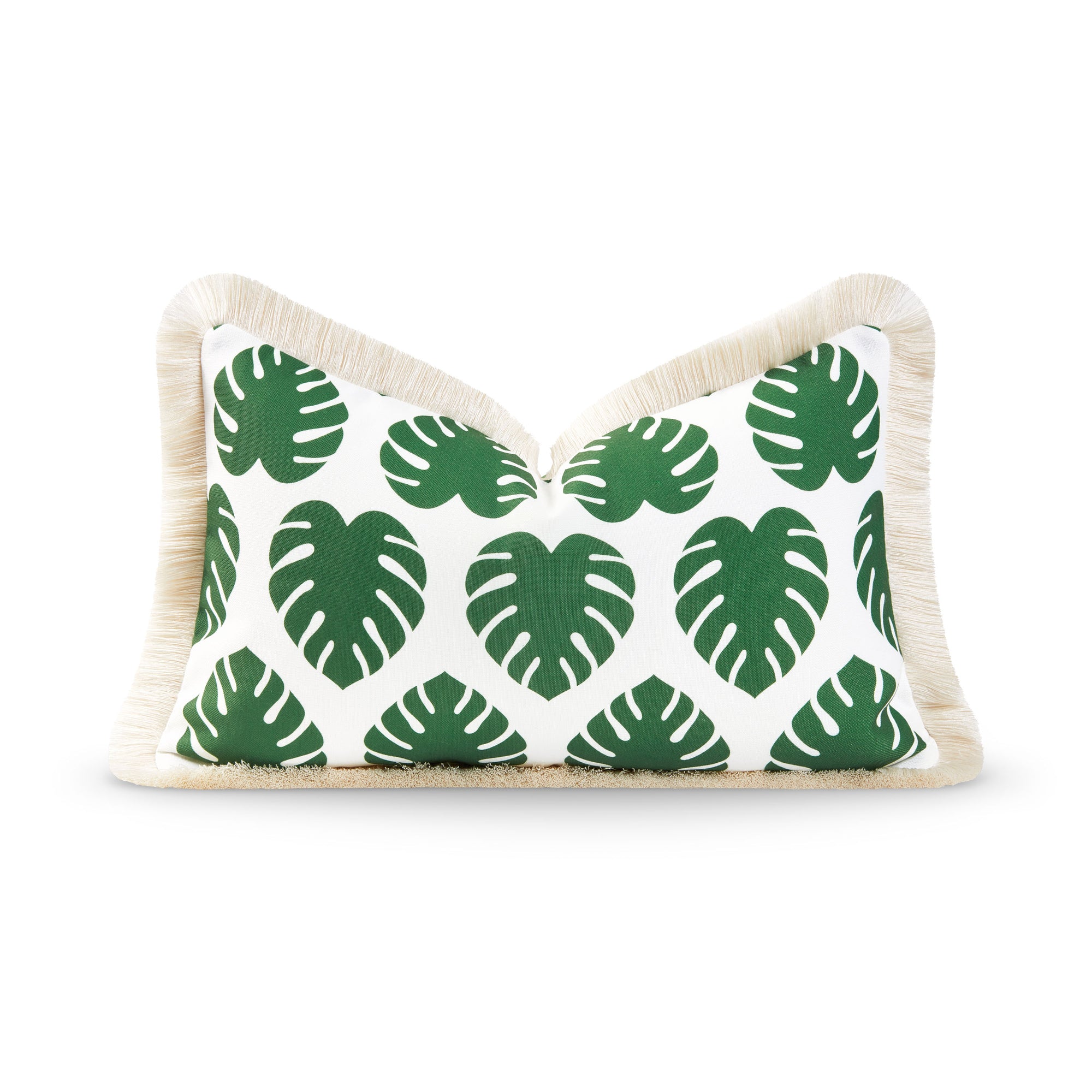 monstera pillow Coastal Monstera Pillow Cover, Fringe, Green