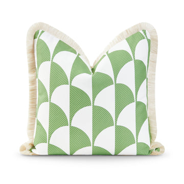 green geometric pillow