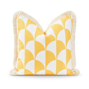 yellow geometric pillow