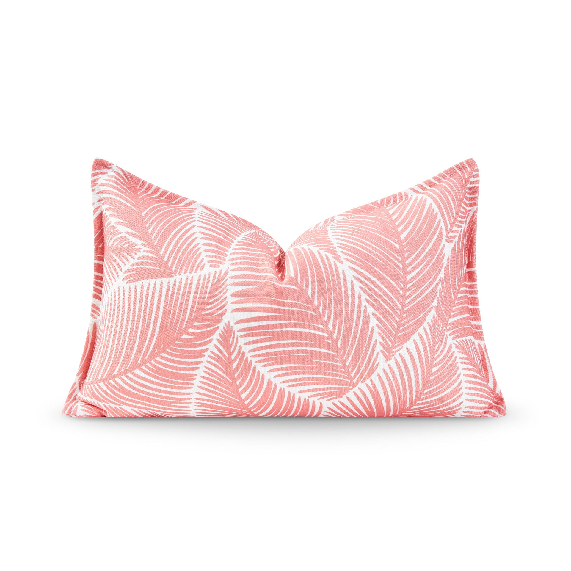 Coastal Coral Pink Pillow Cover, Palm Leaf Hofdeco